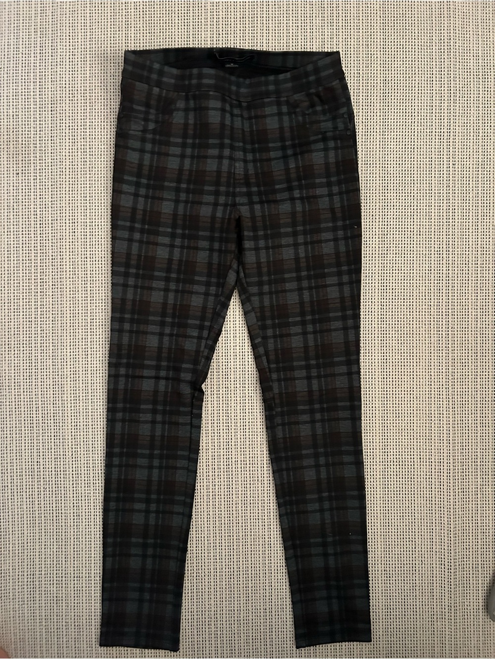 Sanctuary Plaid Slim Leg Chinos in Black and Gray